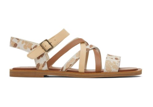 Toms Beige Abstract Cow Sephina Sandal Women's Sandals | UAE999-152