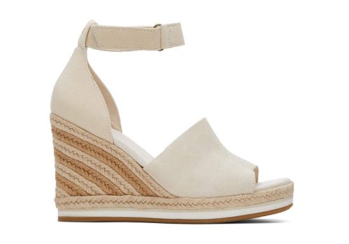 Toms Beige Suede Marisol Wedge Heel Women's Heels | UAE196-691