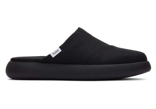 Toms Black / Black Mallow Mule Heritage Canvas Women's Mules | UAE204-051