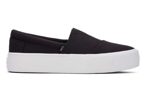Toms Black Canvas Fenix Platform Women's Slip On | UAE104-434