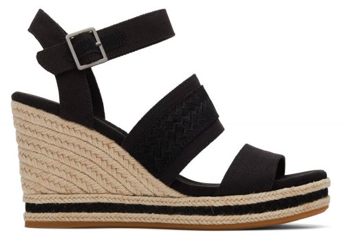 Toms Black Canvas Madelyn Wedge Sandal Women's Sandals | UAE944-768