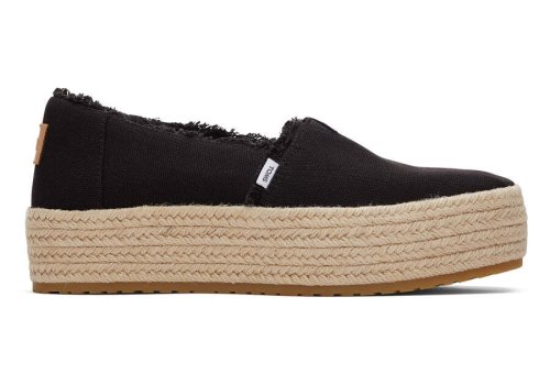Toms Black Canvas Valencia Platform Espadrille Women's Espadrilles | UAE067-766