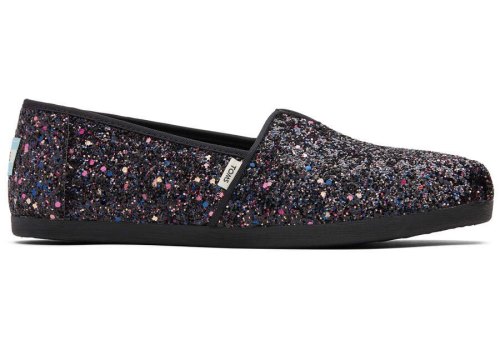 Toms Black Glitter Alpargata Glitter Women's Alpargatas | UAE754-645