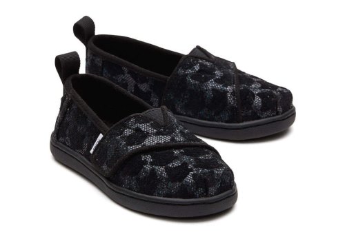 Toms Black Glitter Tiny Alpargata Cats Kids' Alpargatas | UAE629-784