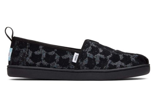 Toms Black Glitter Youth Alpargata Cats Kids' Alpargatas | UAE149-159
