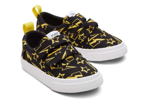 Toms Black Glow Tiny Fenix Double Strap Lightning Bolts Kids' Sneakers | UAE026-702