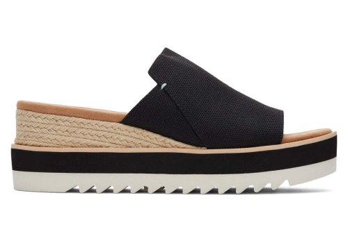 Toms Black Heavy Canvas Diana Mule Sandal Women's Sandals | UAE550-943