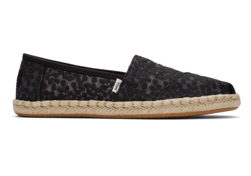 Toms Black Lace Alpargata Rope Espadrille Women's Espadrilles | UAE948-712