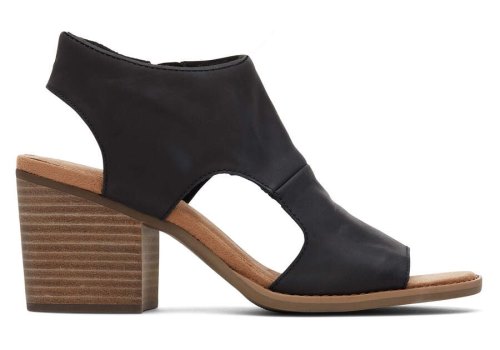 Toms Black Leather Eliana Sandal Women's Sandals | UAE428-471