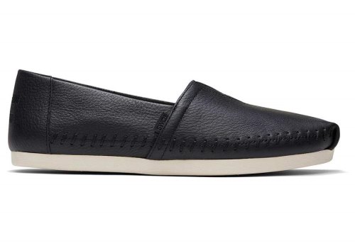Toms Black Alpargata Leather Women's Alpargatas | UAE751-196