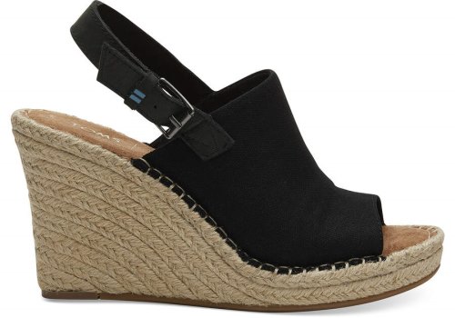 Toms Black Monica Wedge Heel Women's Heels | UAE931-796