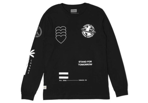 Toms Black Multi Graphic Long Sleeve Tee Women's T Shirts | UAE079-834