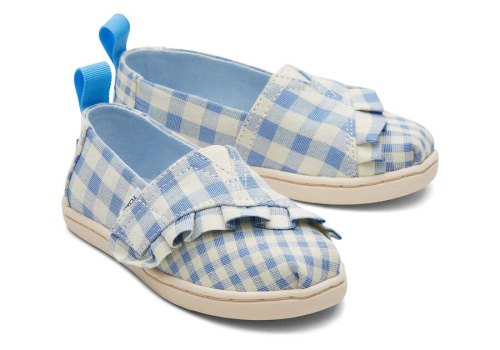 Toms Blue Gingham Tiny Alpargata Gingham Ruffle Kids' Alpargatas | UAE918-141