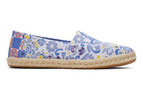 Toms Blue Multi Mediterranean Tiles Jacquard Alpargata Rope Espadrille Women's Espadrilles | UAE753-703