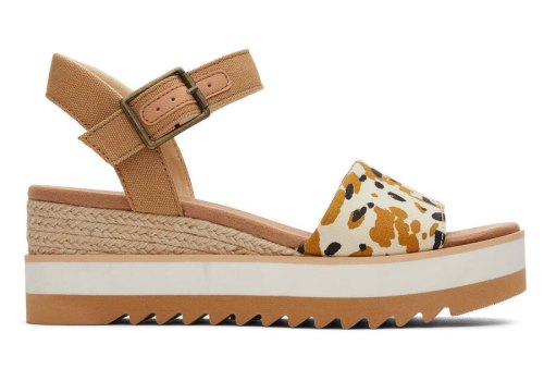 Toms Buckthorn Brown Abstract Cow Diana Wedge Sandal Women's Sandals | UAE276-608