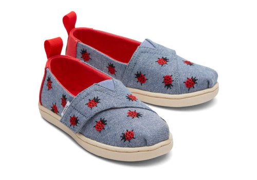 Toms Chambray Tiny Alpargata Lucky Ladybugs Kids' Alpargatas | UAE717-200