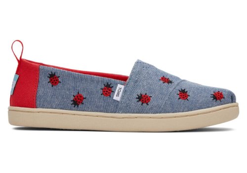 Toms Chambray Youth Alpargata Lucky Ladybugs Kids' Alpargatas | UAE840-751