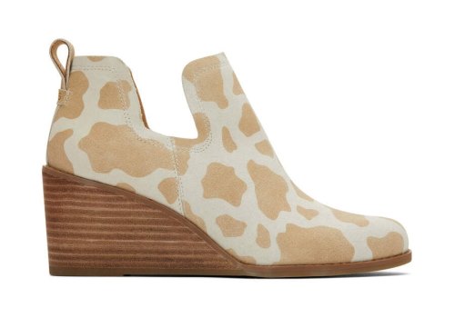Toms Cow Print Kallie Wedge Bootie Women's Booties | UAE666-706