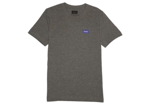 Toms Dark Heather Grey Logo Crew Tee Men's T Shirts | UAE609-286