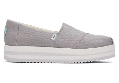 Toms Drizzle Grey Alpargata Midform Espadrille Women's Platform Shoes | UAE743-783