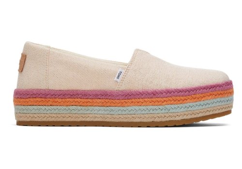Toms Dusty Peach Metallic Linen Valencia Platform Espadrille Women's Espadrilles | UAE582-337