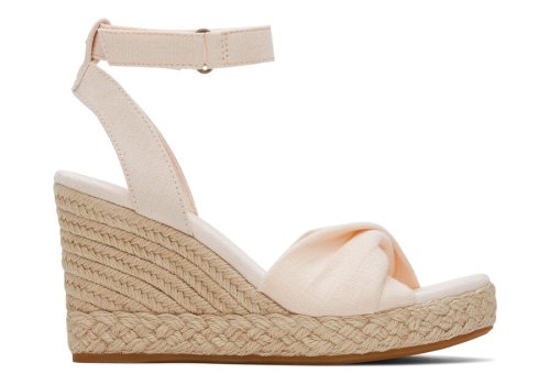 Toms Dusty Peach Slubby Woven Marisela Wedge Sandal Women's Sandals | UAE255-576