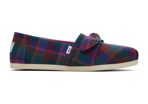 Toms Fuchsia Plaid Alpargata Plaid Bow Women's Alpargatas | UAE942-376