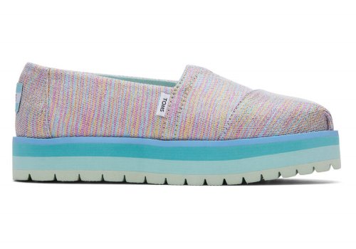 Toms Glimmer Grey Youth Alp Platform Twill Glimmer Kids' Alpargatas | UAE817-992