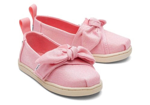 Toms Glimmer Pink Bow Tiny Alpargata Twill Glimmer Bow Kids' Alpargatas | UAE602-259