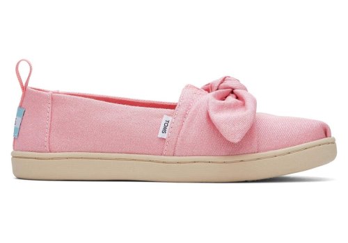 Toms Glimmer Pink Bow Youth Alpargata Twill Glimmer Bow Kids' Alpargatas | UAE387-109