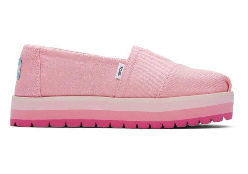 Toms Glimmer Pink Youth Alp Platform Twill Glimmer Kids' Alpargatas | UAE120-817