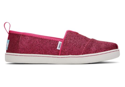 Toms Glitter Dark Pink Youth Alpargata Glitter Kids' Alpargatas | UAE314-587