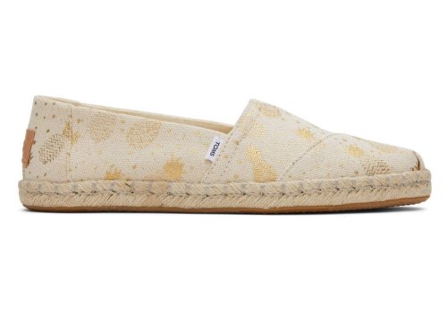 Toms Gold Foil Pineapples Alpargata Rope Espadrille Women's Espadrilles | UAE356-842