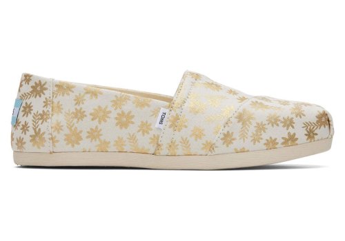 Toms Gold Foil Alpargata Floral Blooms Women's Alpargatas | UAE400-351