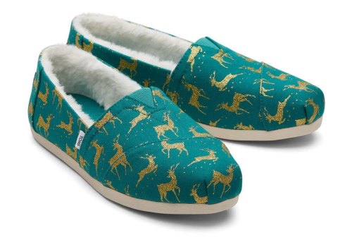 Toms Green Alpargata Glitter Reindeer Women's Alpargatas | UAE424-488