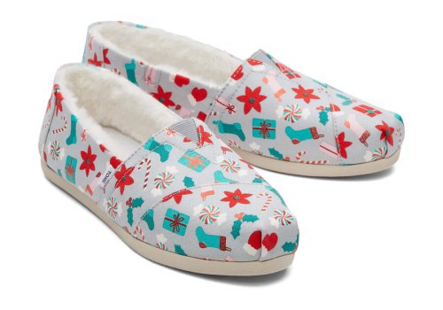 Toms Grey Foil Alpargata Deck the Halls Women's Alpargatas | UAE613-978