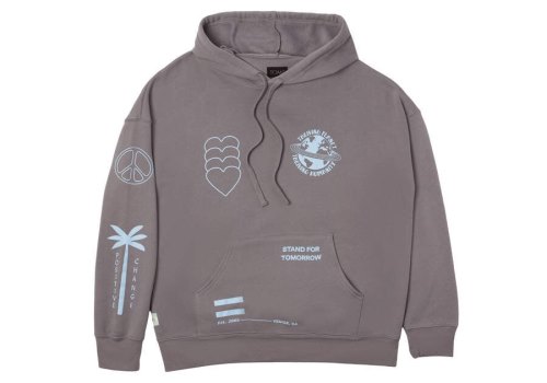 Toms Grey Multi Graphic Fleece Hoodie Men's Hoodie | UAE724-953