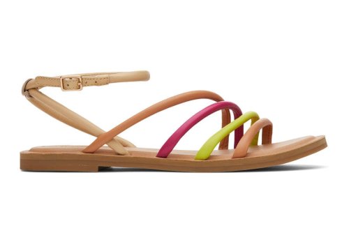 Toms Honey Beige Multi Leather Willa Sandal Women's Sandals | UAE769-305