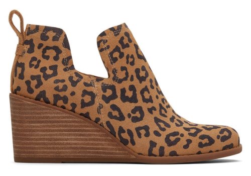 Toms Leopard Kallie Wedge Bootie Women's Booties | UAE556-398