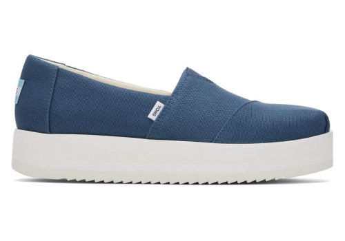 Toms Majolica Blue Alpargata Midform Espadrille Women's Platform Shoes | UAE503-120