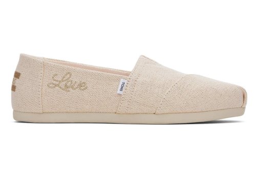Toms Metallic Dusty Peach Alpargata Metallic Linen Women's Alpargatas | UAE650-657