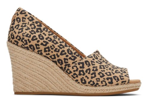 Toms Mini Leopard Michelle Wedge Heel Women's Heels | UAE313-296