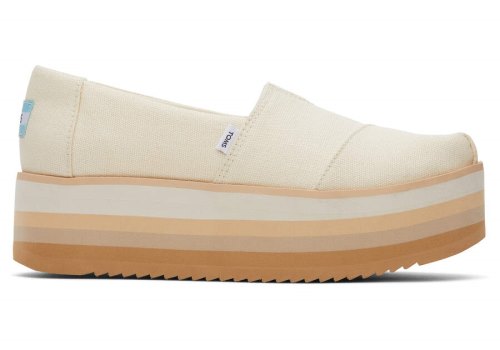 Toms Natural Canvas Alpargata Platform Espadrille Women's Platform Shoes | UAE078-125
