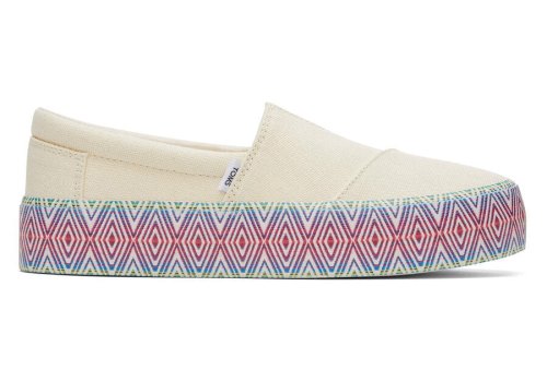 Toms Natural Canvas Fenix Platform Women's Slip On | UAE533-803