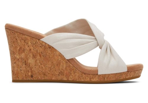 Toms Natural Microfiber Serena Wedge Sandal Women's Sandals | UAE826-654