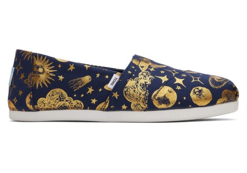 Toms Navy Foil Alpargata Celestial Women's Alpargatas | UAE417-542