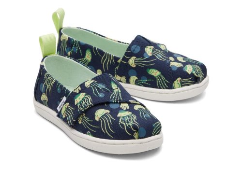 Toms Navy Glow Tiny Alpargata Glow In The Dark Jellyfish Kids' Alpargatas | UAE535-582