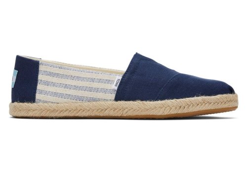 Toms Navy Stripes Alpargata Recycled Cotton Rope Espadrille Women's Espadrilles | UAE118-130