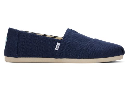 Toms Navy Wide Alpargata Recycled Cotton Wide Width Women's Alpargatas | UAE878-444