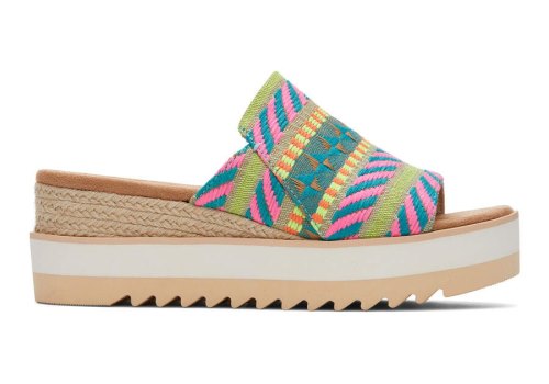 Toms Neon Pink Global Jacquard Diana Mule Sandal Women's Sandals | UAE357-642
